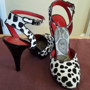 Black and white Dalmatian style heels